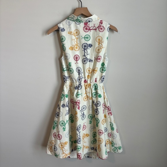 ModCloth Bicycle Novelty Print Cotton Cut Out Sleeveless Mini Dress Size S - Picture 4 of 8